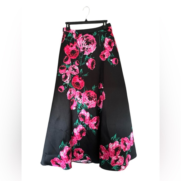 B. Darlin Floral Full Maxi Skirt Women’s Black and Pink Sz 11/12 - Picture 4 of 9